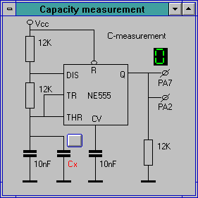 Figure 5: Using a NE555 timer for capacity measurements.